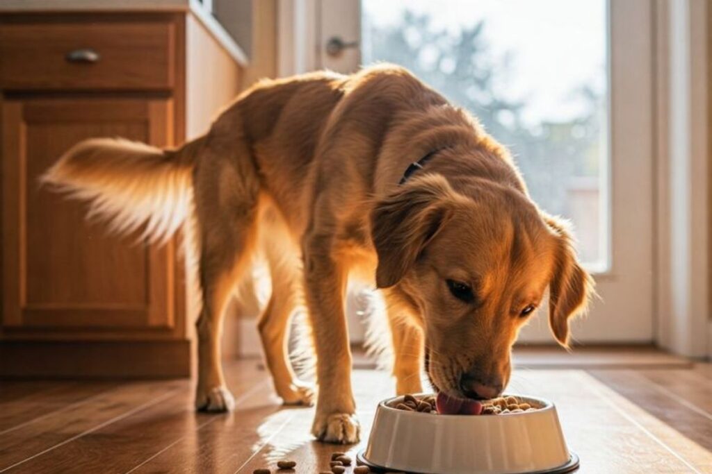köpeğim mama yemiyor sorunu yaşayan köpek mama kabının yanında