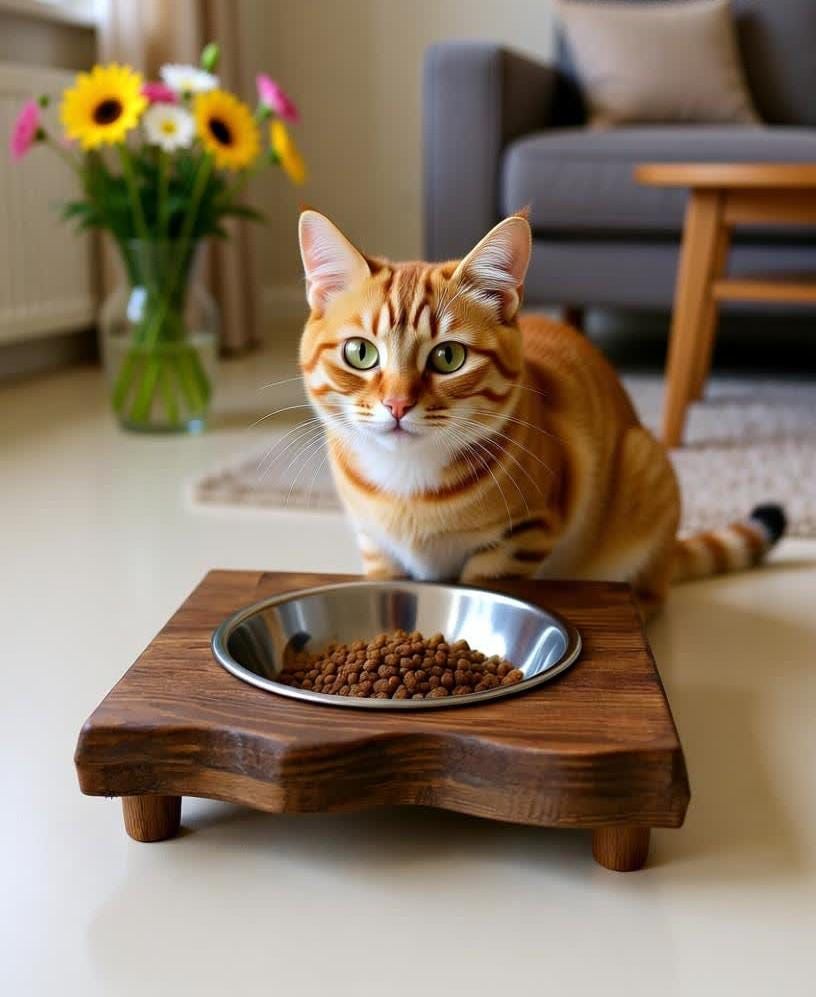 kedim mama yemiyor sorunu yaşayan kedi ve mama kabı