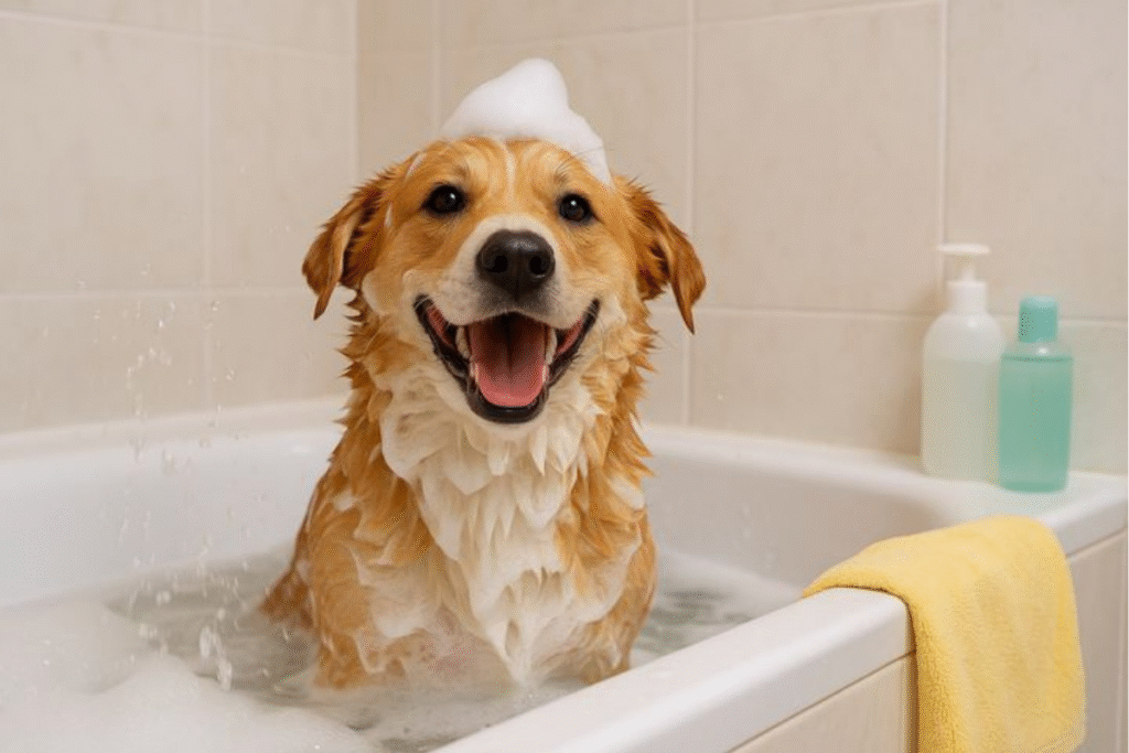 köpek banyo yapmaya alıştırma köpek banyosu